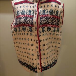 Vintage L.L. Bean Men's Sweater Vest Nordic Print Wool Blend Made in USA Size L